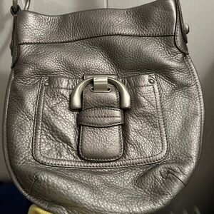 B makowsky gun metal leather crossbody purse